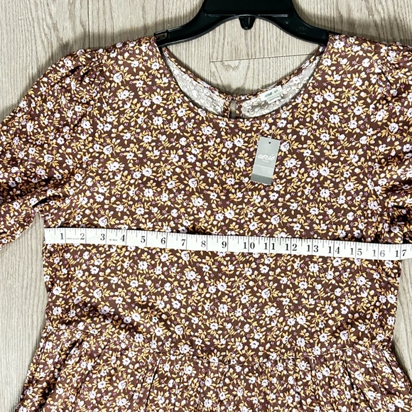 Aerie Small Petite Floral Midi Dress – Puff Sleeves & Scoop Neck, Fits Like M - Picture 7 of 14